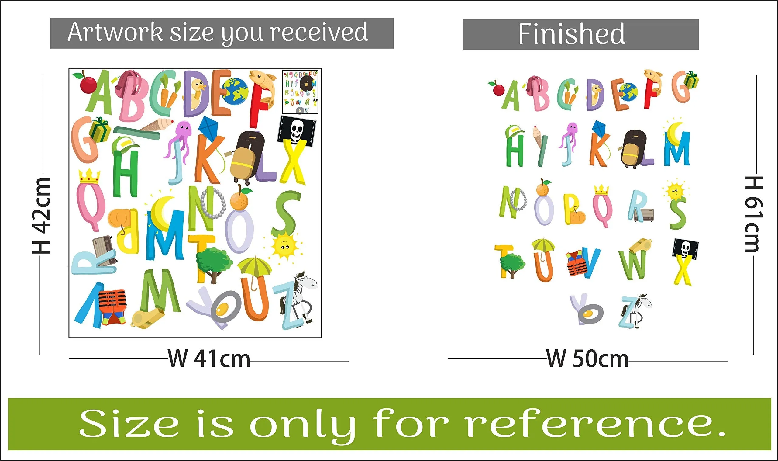Sticker Hub Children Alphabets Wall Sticker 61cm X 50cm AS248