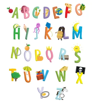 Sticker Hub Children Alphabets Wall Sticker 61cm X 50cm AS248