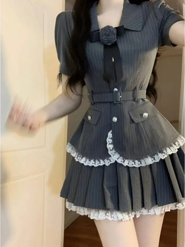 Striped Elegant Graceful 2 Piece Dress
