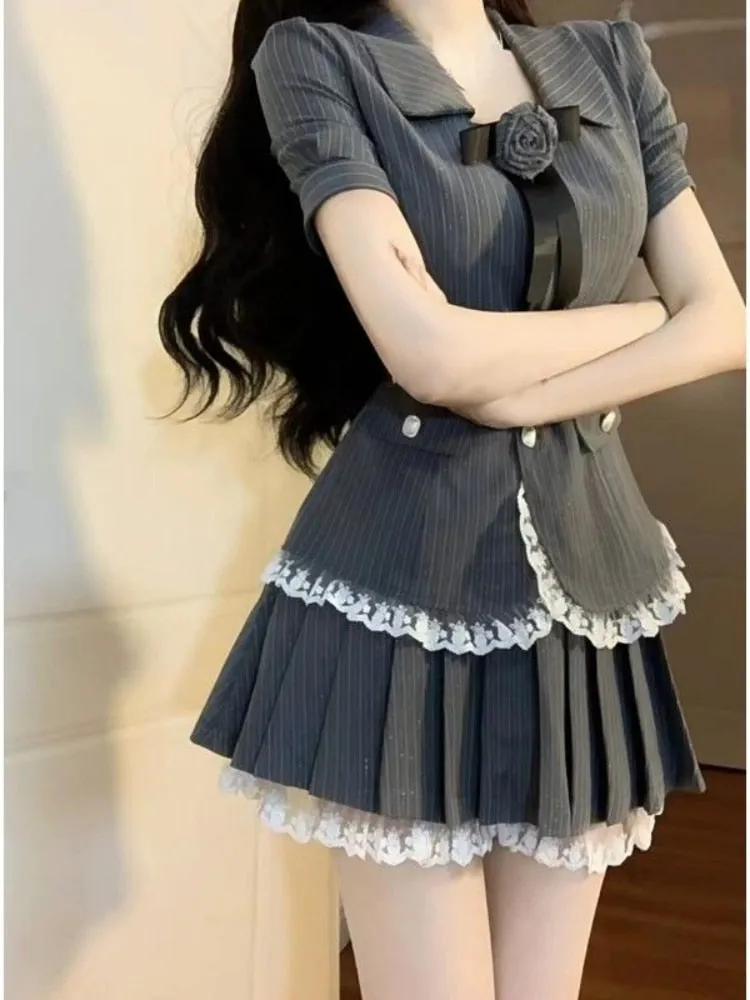 Striped Elegant Graceful 2 Piece Dress