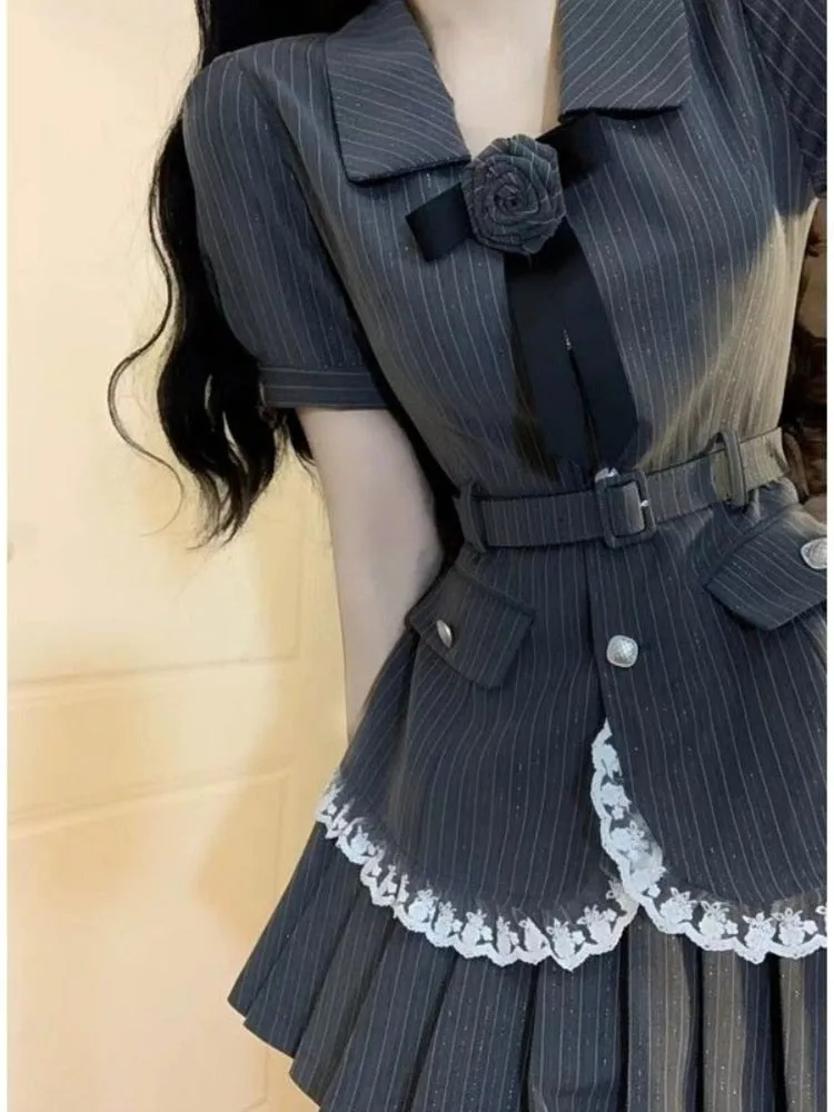 Striped Elegant Graceful 2 Piece Dress