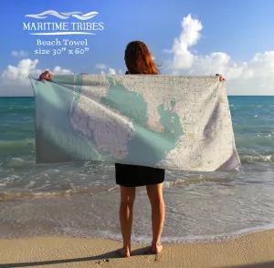 Tampa / Clearwater Sea Glass Style Map Quick Dry Towel