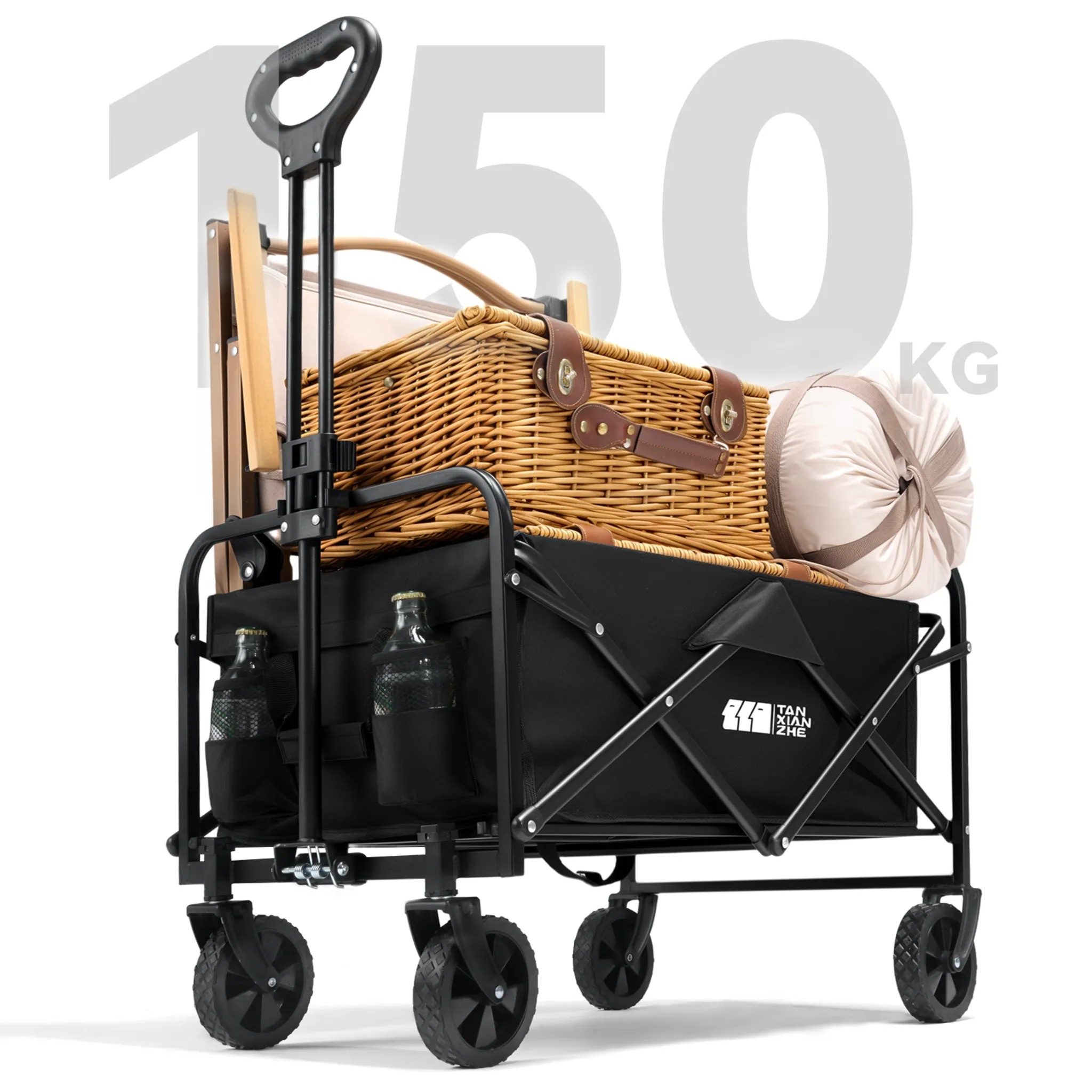 Tansienzi Folding Camping Wagon, Multi-Purpose Outdoor Camping Cart, Black, 1 Piece - 🏆 #25 - Sports/Outdoor - Best of December