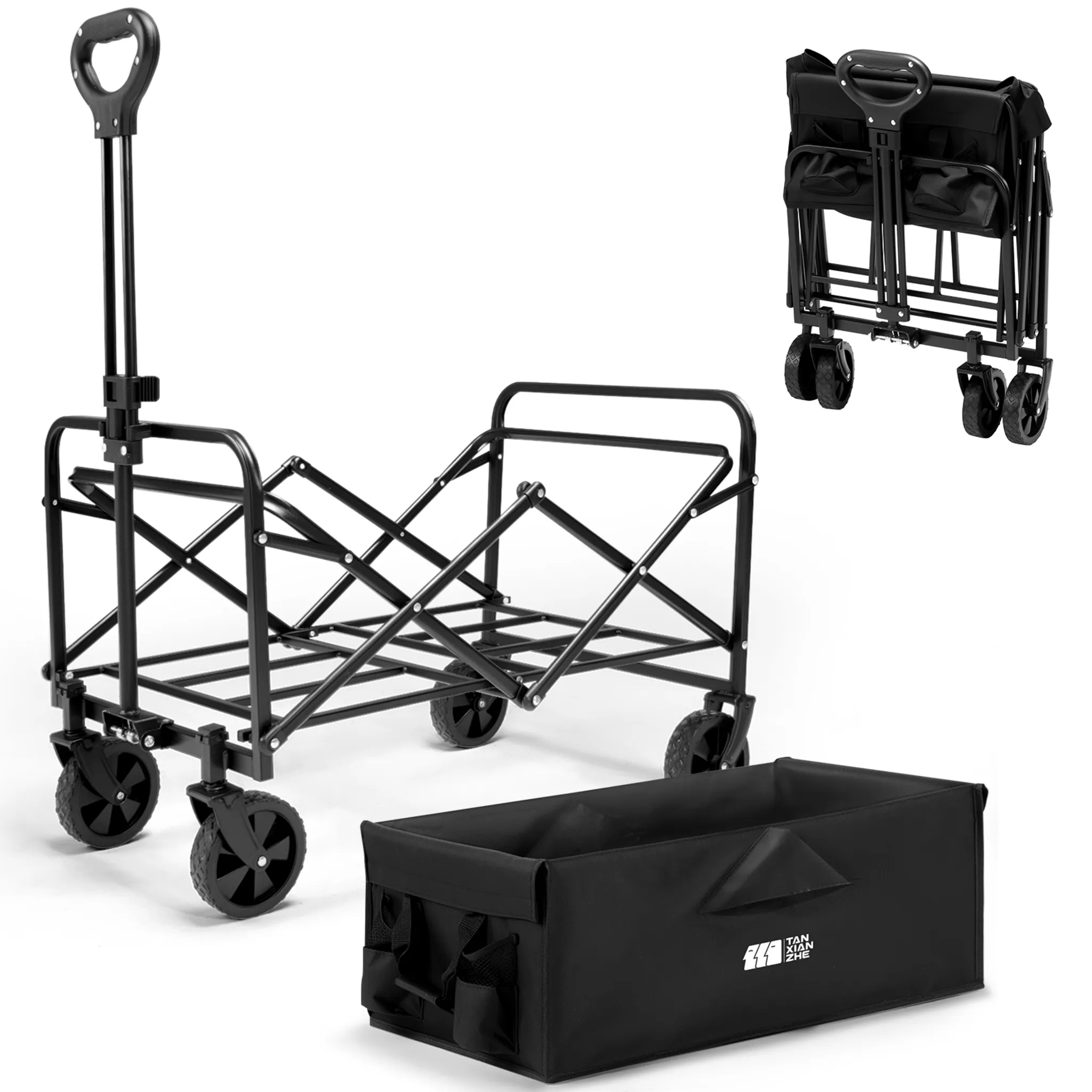 Tansienzi Folding Camping Wagon, Multi-Purpose Outdoor Camping Cart, Black, 1 Piece - 🏆 #25 - Sports/Outdoor - Best of December