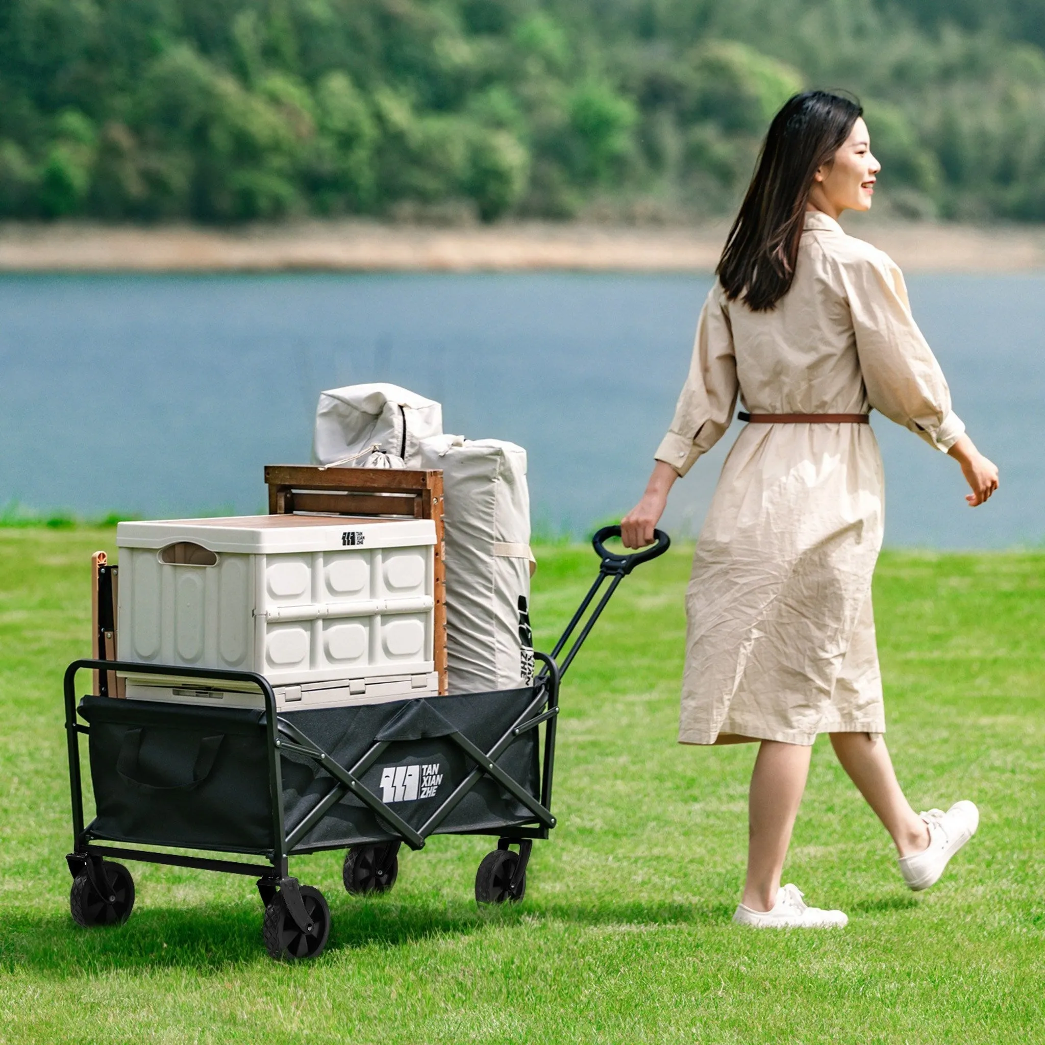 Tansienzi Folding Camping Wagon, Multi-Purpose Outdoor Camping Cart, Black, 1 Piece - 🏆 #25 - Sports/Outdoor - Best of December