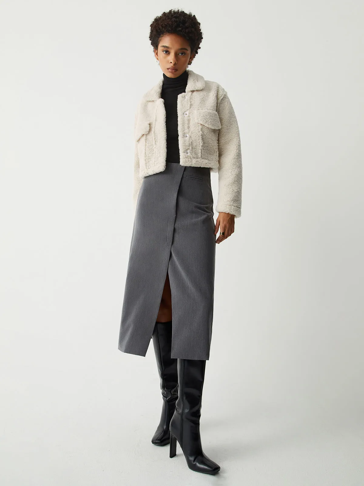 Terry Fleece Graceful Crop Jacket