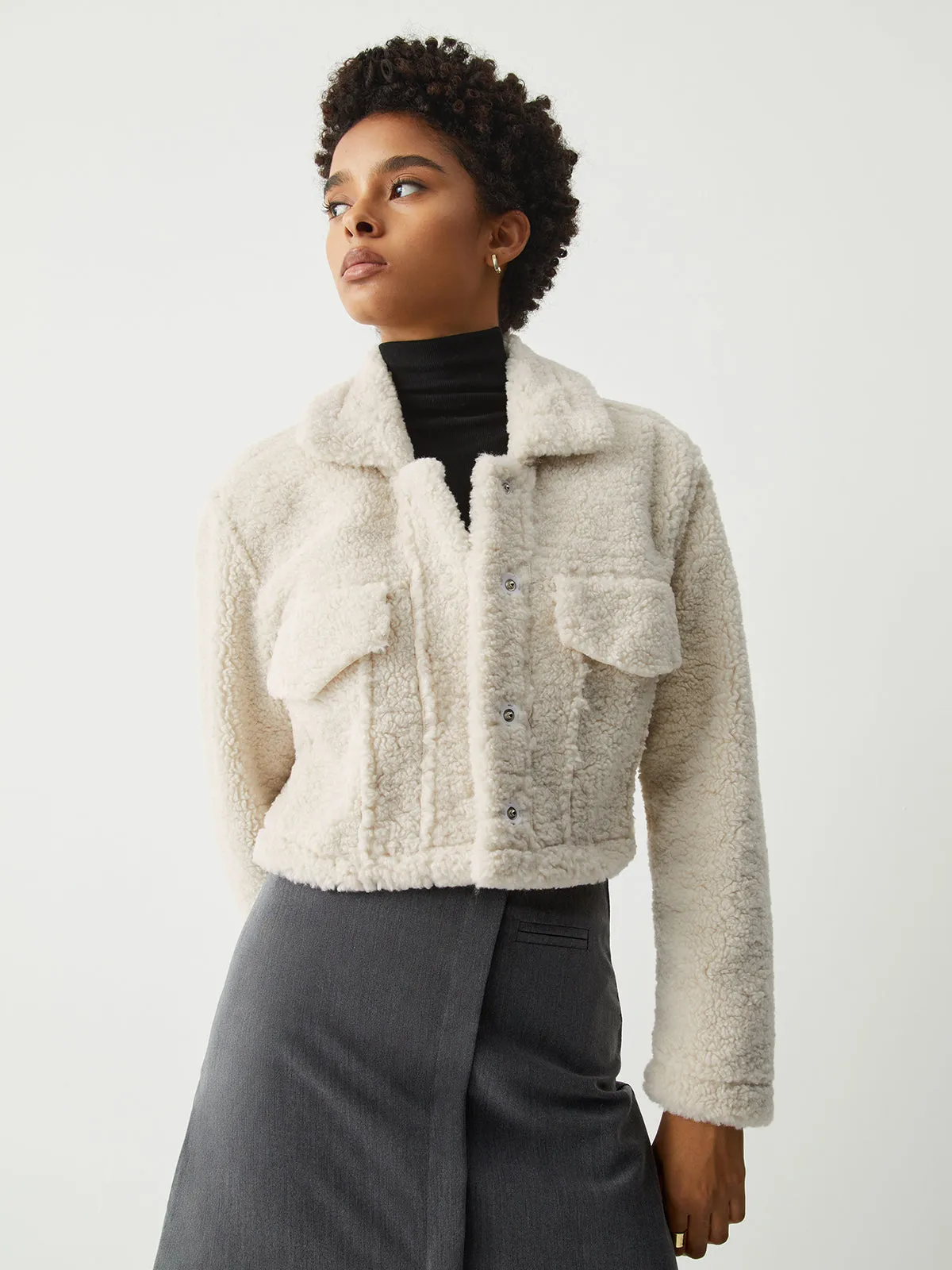 Terry Fleece Graceful Crop Jacket