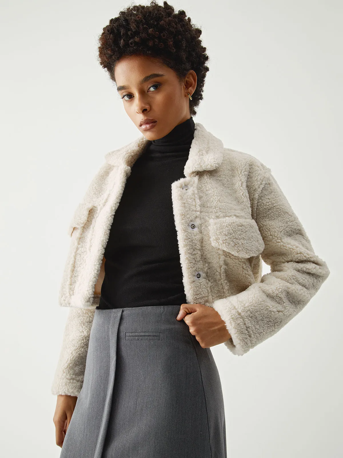 Terry Fleece Graceful Crop Jacket