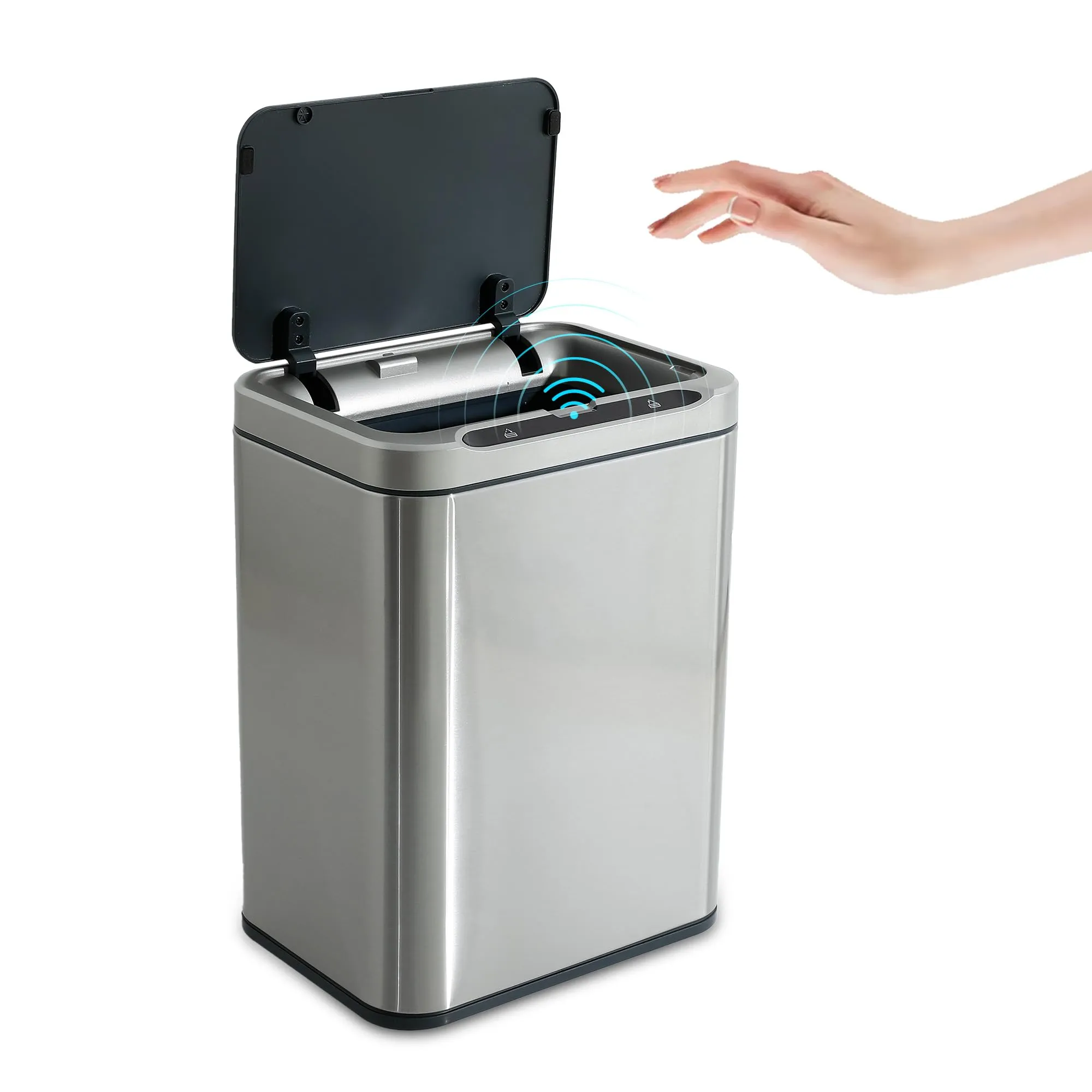 The Better Home 9L Dustbin For Kitchen | Dustbin For Bathroom | 33cm Automatic Smart Sensor Dustbin For Bedroom | Steel Dustbin With Lid | Dustbin For Office | Garbage Bin - Silver