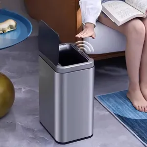 The Better Home 9L Dustbin For Kitchen | Dustbin For Bathroom | 33cm Automatic Smart Sensor Dustbin For Bedroom | Steel Dustbin With Lid | Dustbin For Office | Garbage Bin - Silver