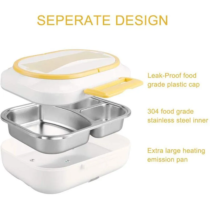 Three Compartment Electric Heated  Lunch Box Food Warmer