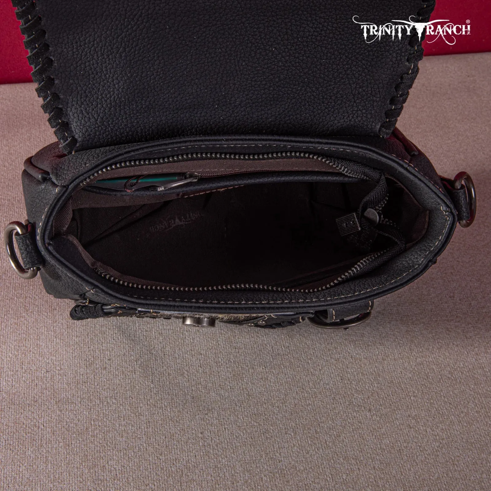 Trinity Ranch Crossbody Saddle Bag - Black