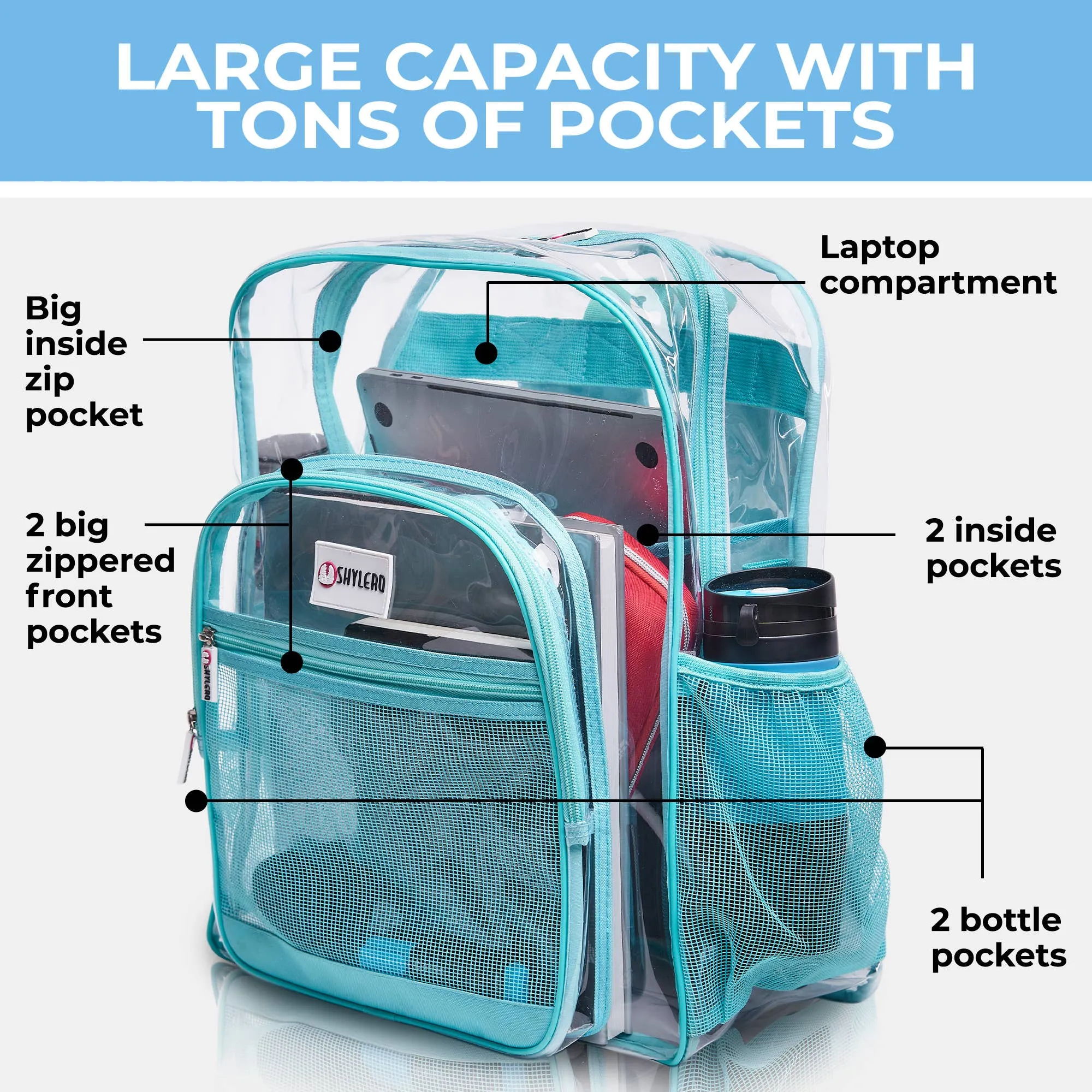 Turquoise Clear Backpack