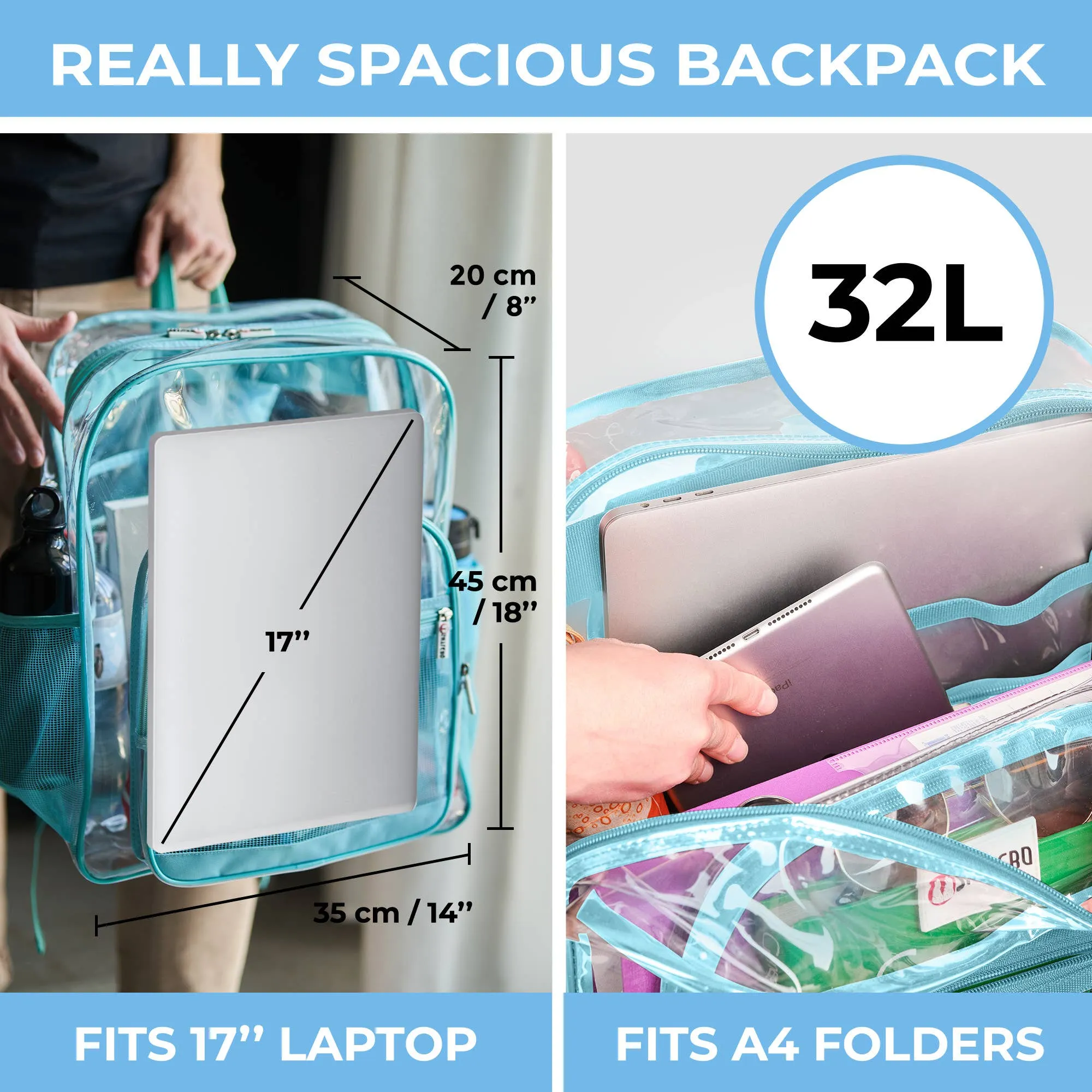 Turquoise Clear Backpack