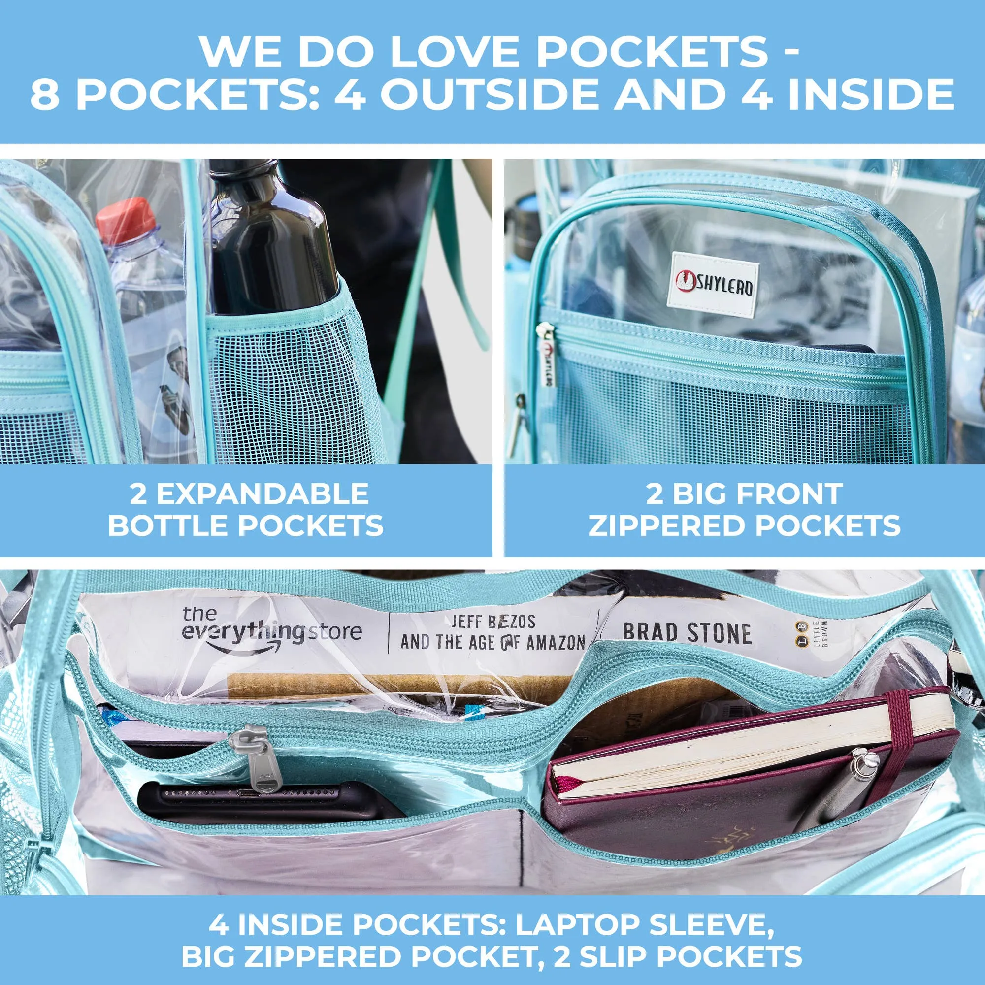 Turquoise Clear Backpack