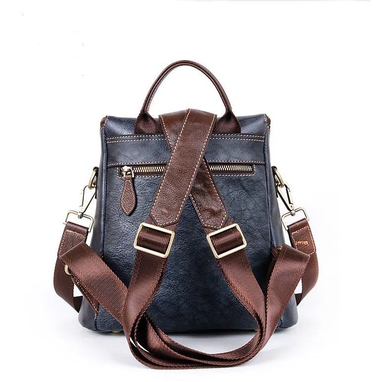 Unique Embossed Floral Leather Leather Backpack for Women