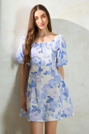 Varidhi|Puffed-Sleeve Floral Dress
