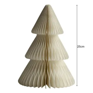 versatile Paper Christmas Tree 3D Honeycomb Paper Xmas Tree Ornament Rustic Tabletop Centerpiece for Office Home School Decor-White Light Beige