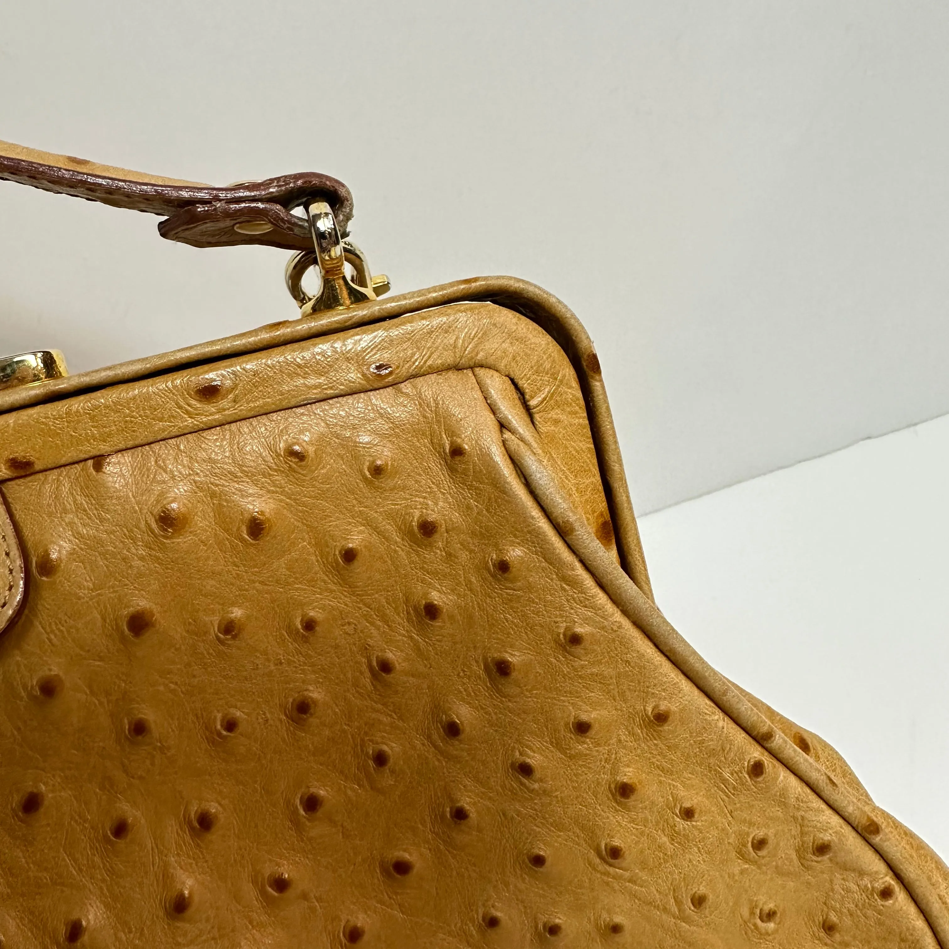 Vintage Saks Fifth Avenue Leather Purse Handbag Top Handle Crossbody Ostrich Printed