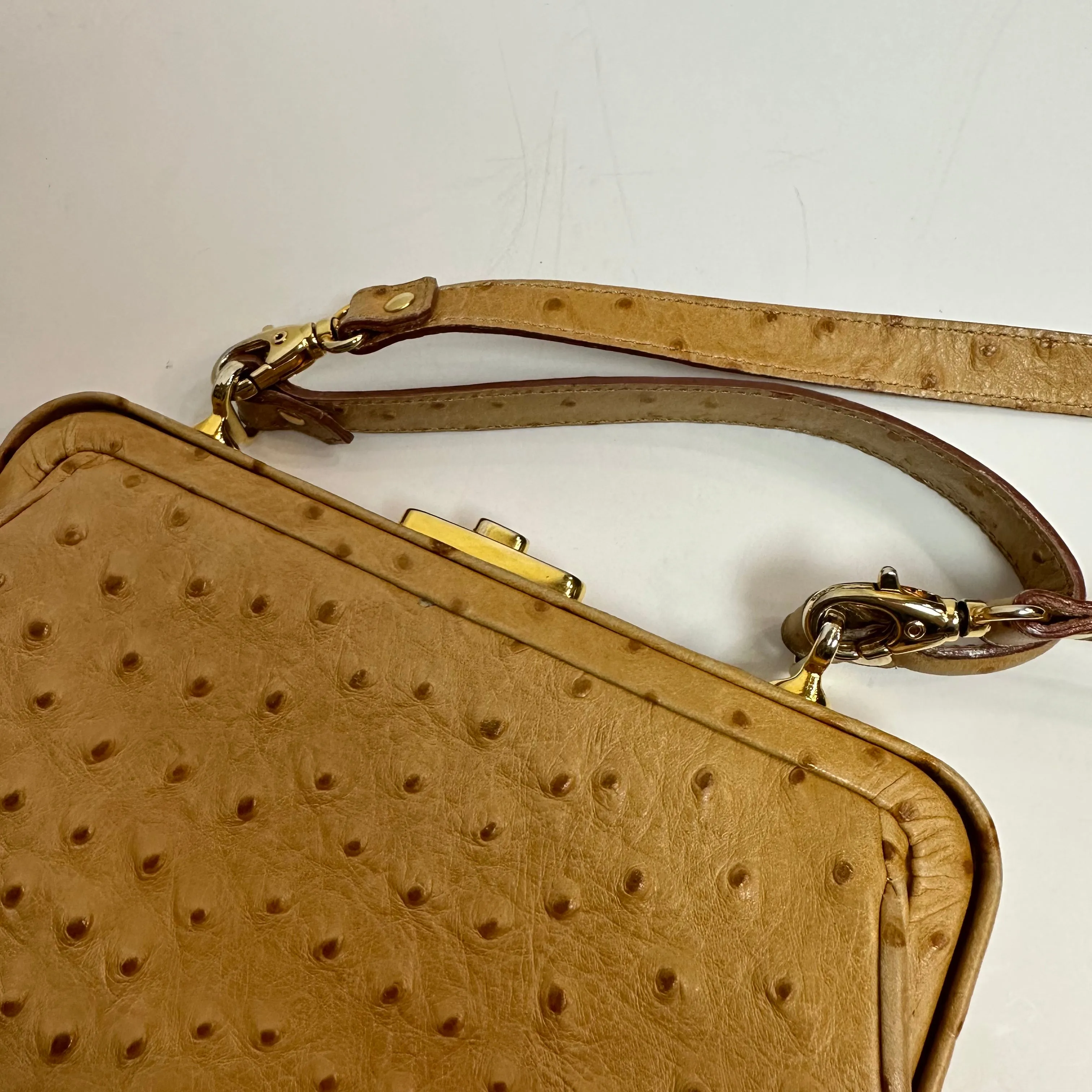 Vintage Saks Fifth Avenue Leather Purse Handbag Top Handle Crossbody Ostrich Printed
