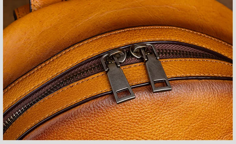 Vintage Vegetable Tanned Leather Embossing Backpack for Women C319