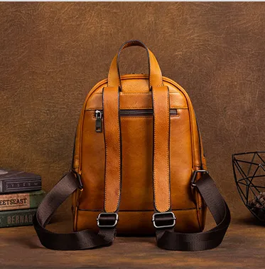 Vintage Vegetable Tanned Leather Embossing Backpack for Women C319