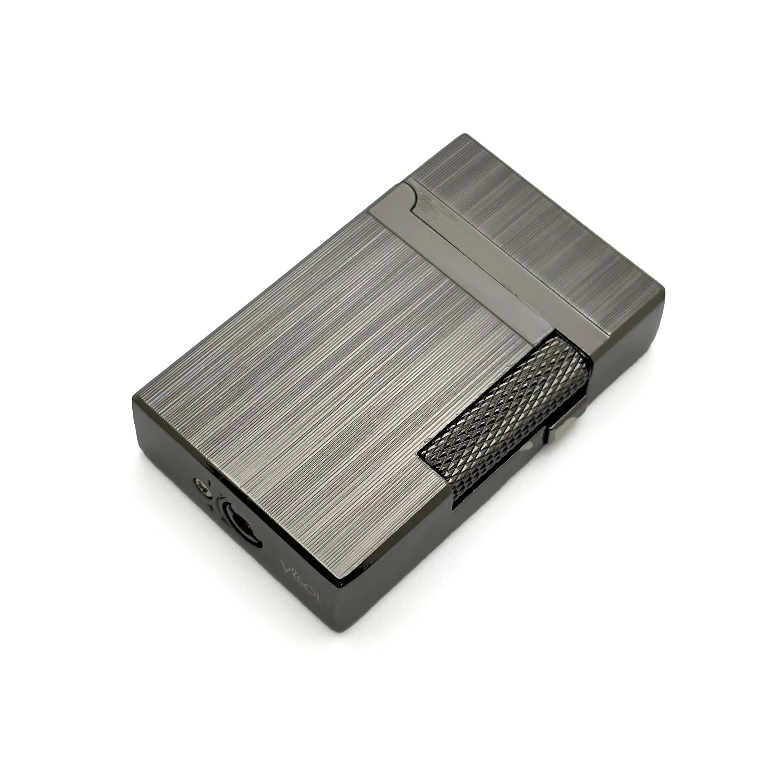 Visol Hubbard Brushed Stripes Soft Flame and Torch Flame Flint Lighter - Gunmetal