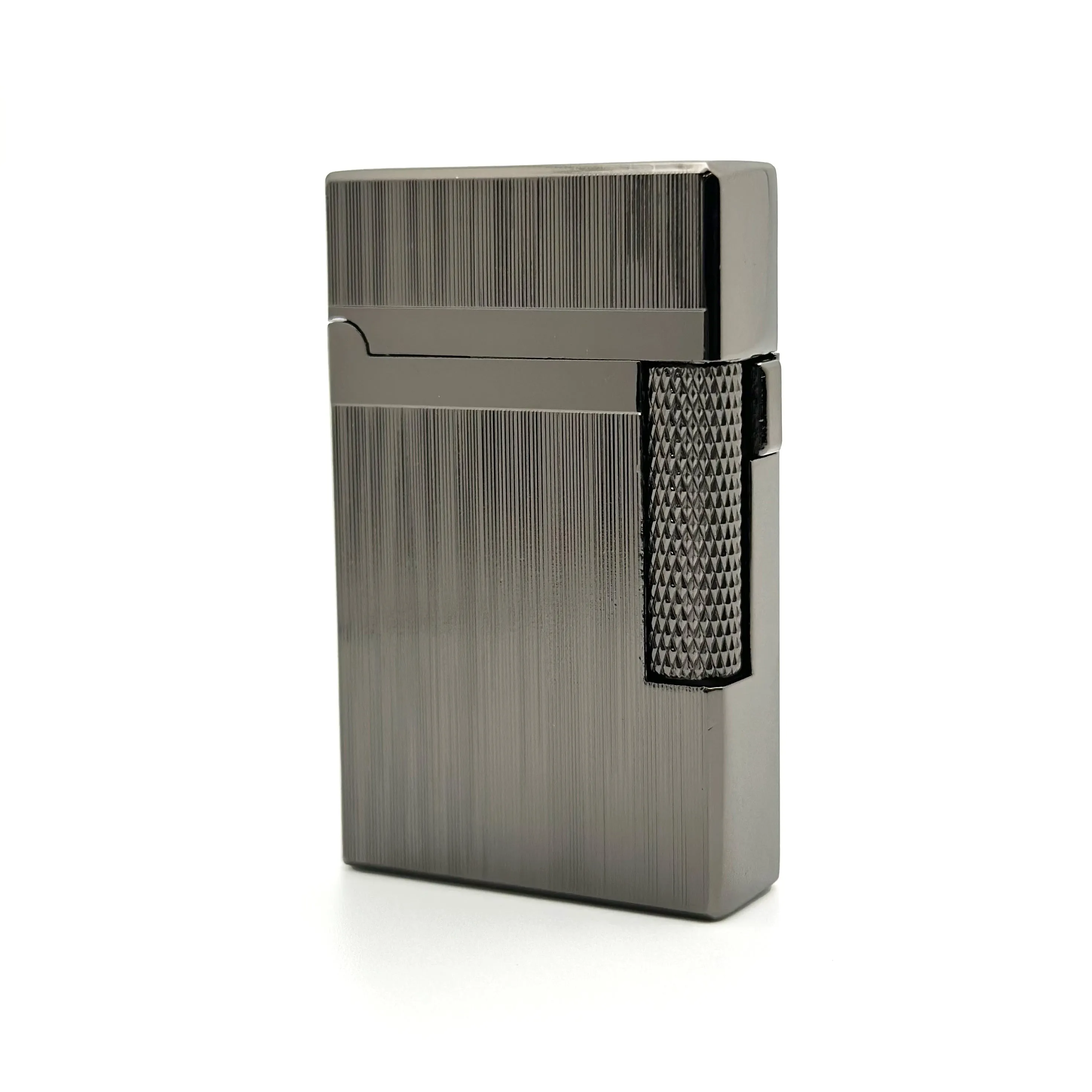 Visol Hubbard Brushed Stripes Soft Flame and Torch Flame Flint Lighter - Gunmetal