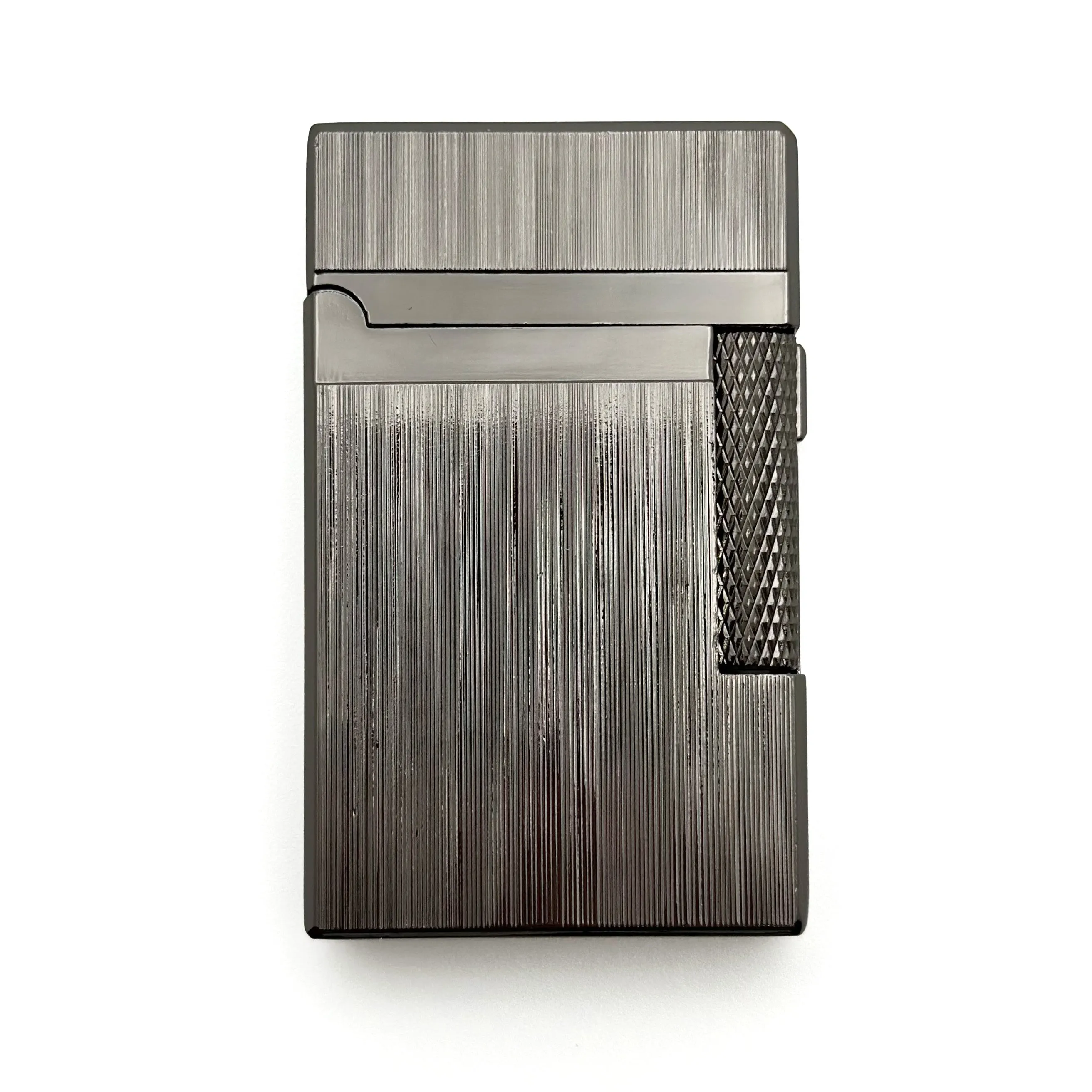 Visol Hubbard Brushed Stripes Soft Flame and Torch Flame Flint Lighter - Gunmetal