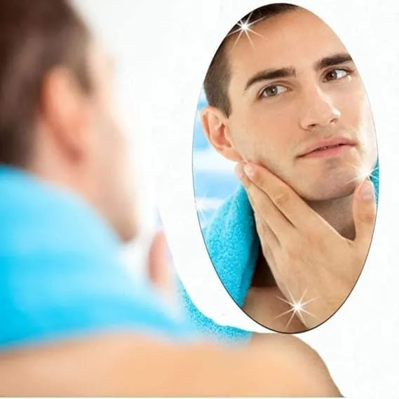 VJML Oval Shape Adhesive Mirror Sticker for Wall on Tiles Bathroom Bedroom Living Room Basin Mirror Bathroom Wall Mirror Stickers Unbreakable Plastic Vanity Mirror, Dressing Table Makeup Mirror (PL)