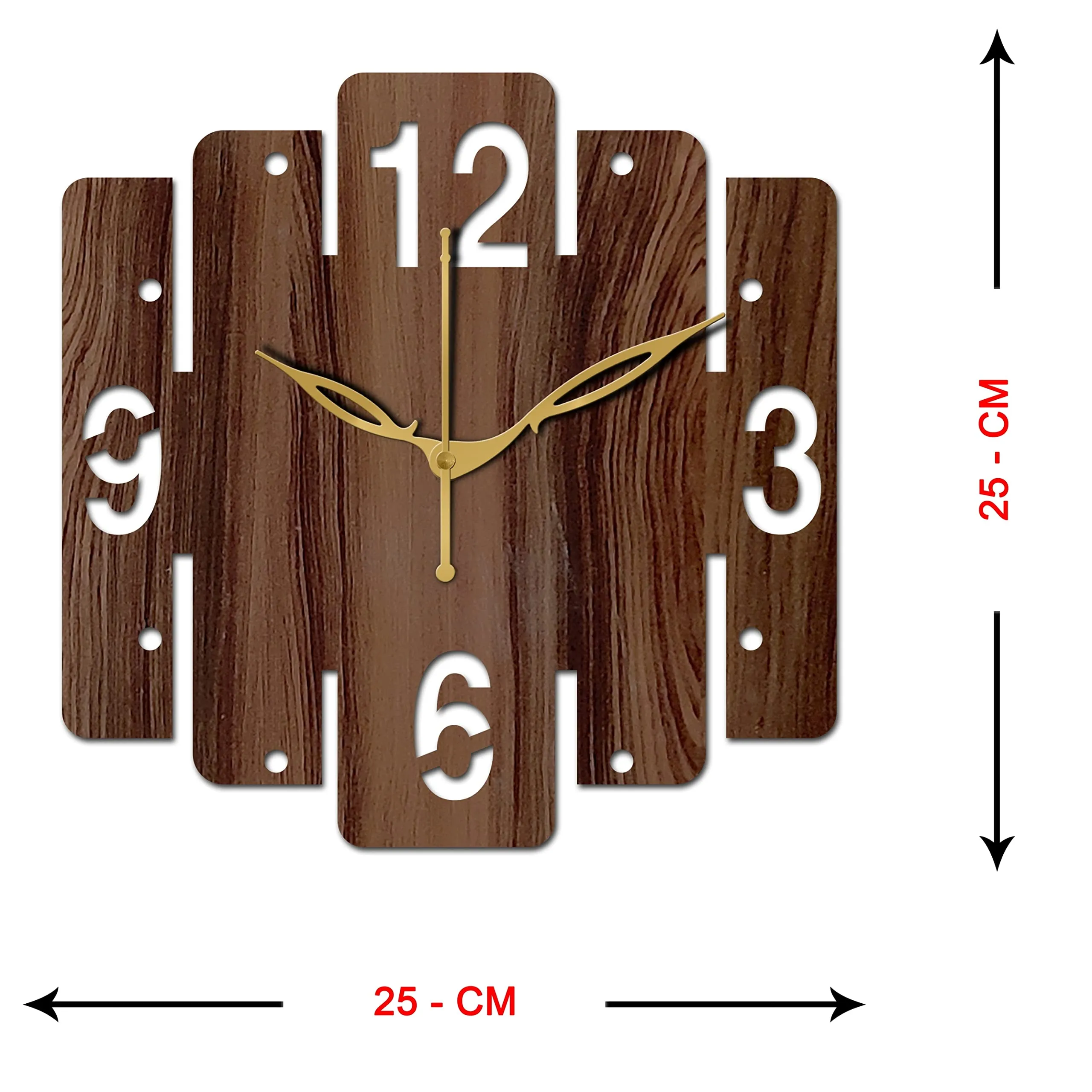 VPK Wooden Analog Square Wall Clock Small Size 10 Inch, 25 X 25 cm Wenge-04