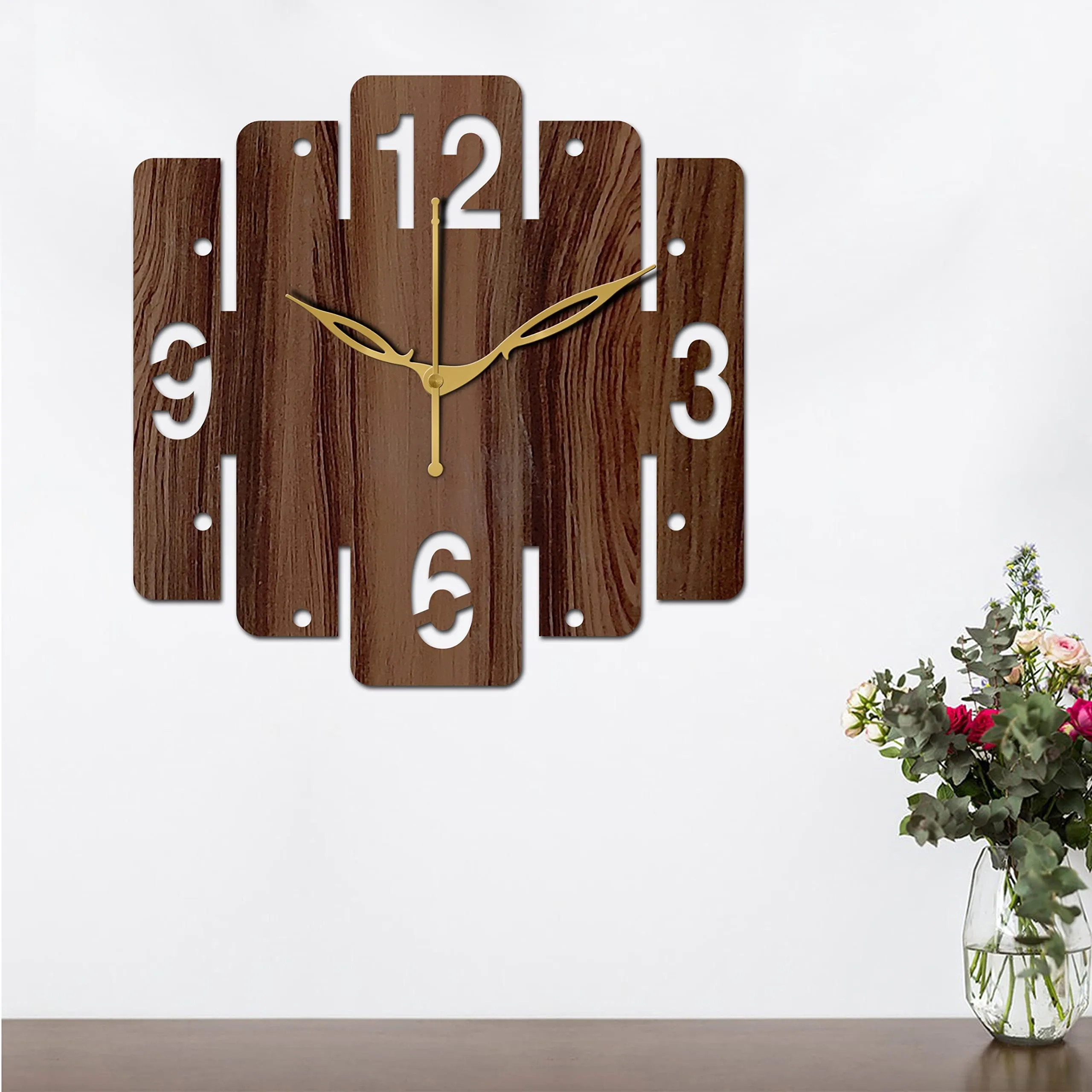 VPK Wooden Analog Square Wall Clock Small Size 10 Inch, 25 X 25 cm Wenge-04
