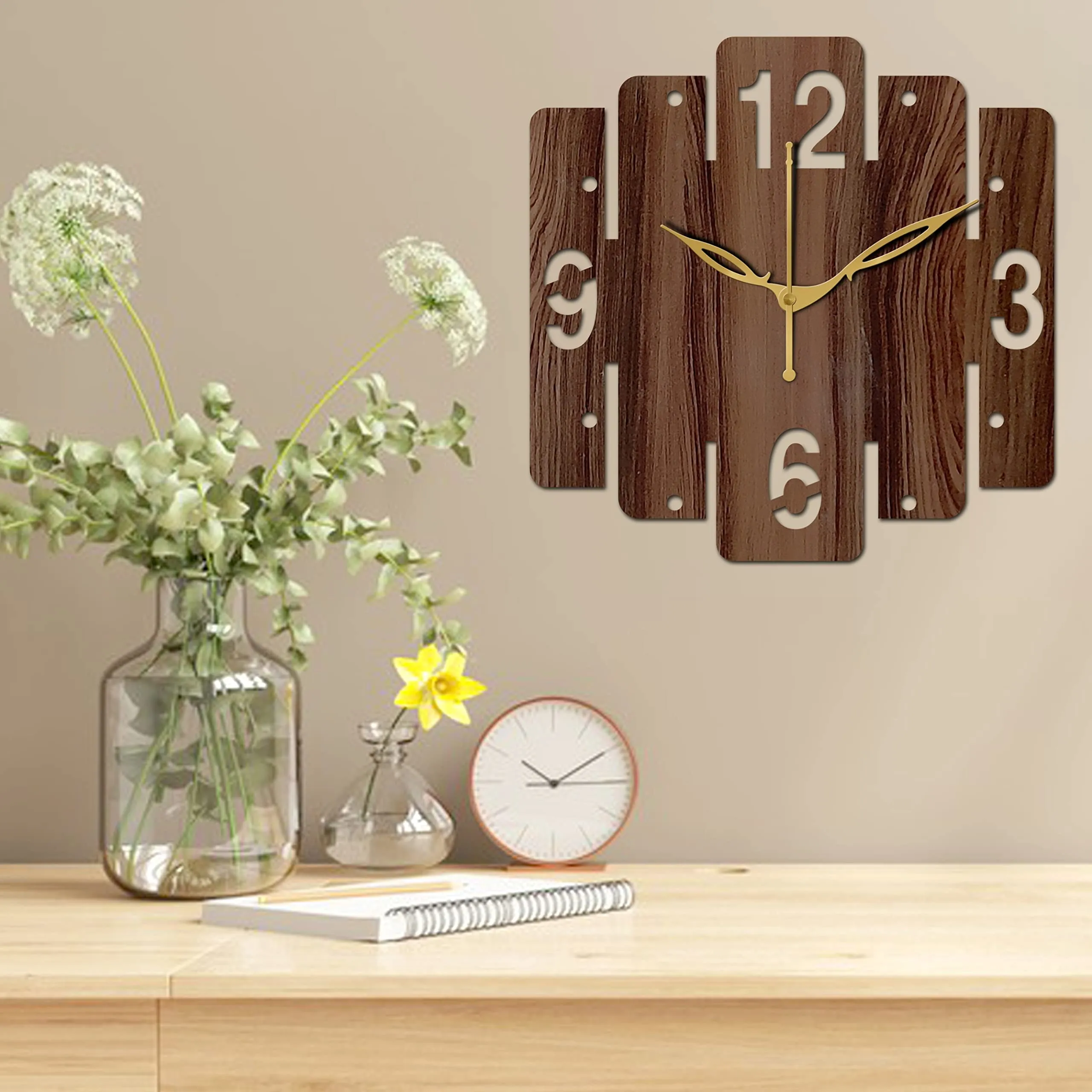 VPK Wooden Analog Square Wall Clock Small Size 10 Inch, 25 X 25 cm Wenge-04