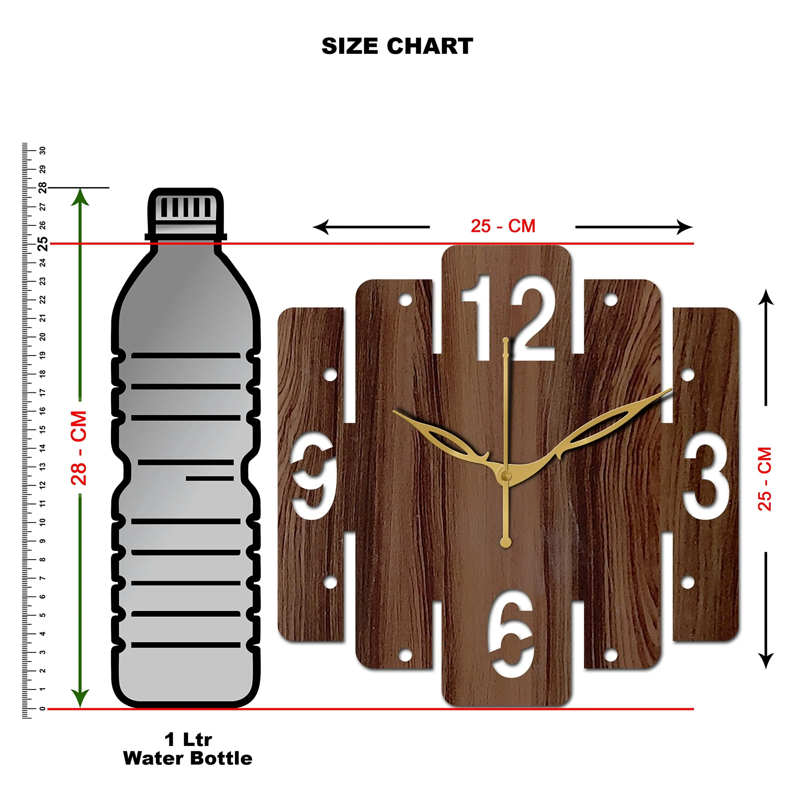 VPK Wooden Analog Square Wall Clock Small Size 10 Inch, 25 X 25 cm Wenge-04