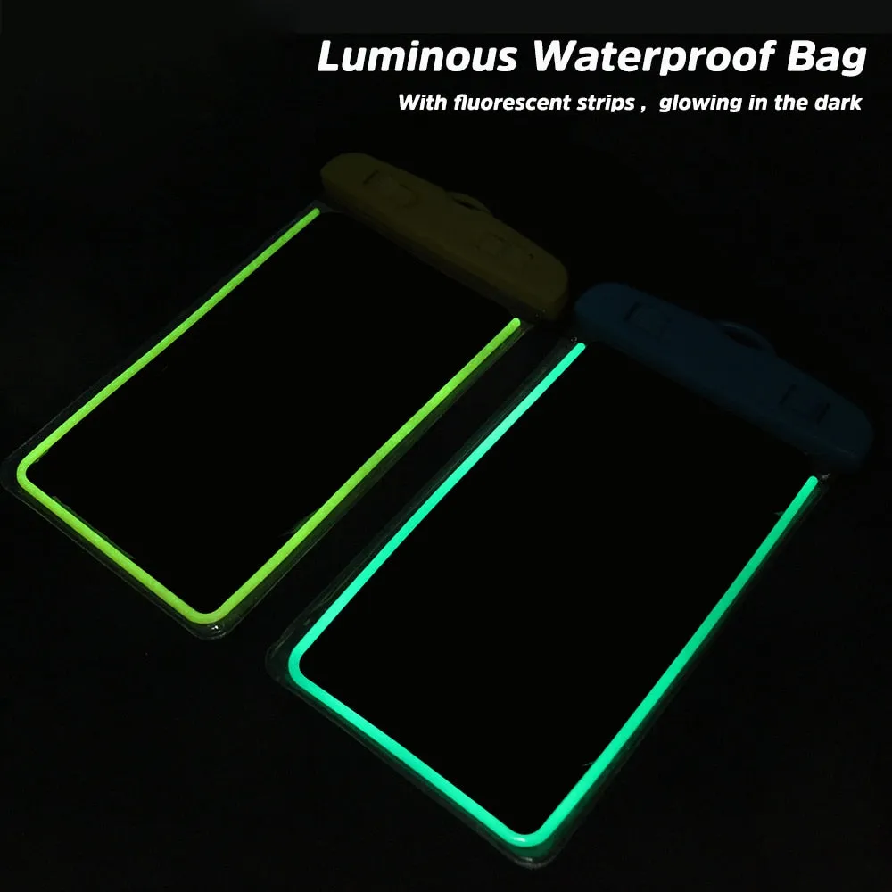 Waterproof Bag Mobile Phone Case for iPhone X 8 Underwater Luminous Phone Pouch Cover for Samsung S9 Clear PVC Sealed Swim Case