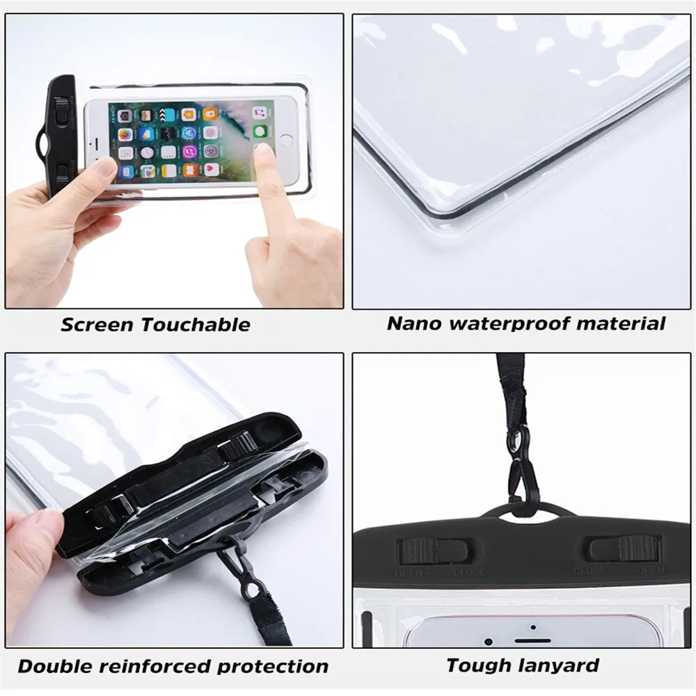Waterproof Bag Mobile Phone Case for iPhone X 8 Underwater Luminous Phone Pouch Cover for Samsung S9 Clear PVC Sealed Swim Case