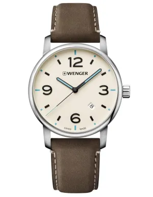 Wenger Mens Urban Metropolitan Vintage Watch- Cream Dial - Leather Strap