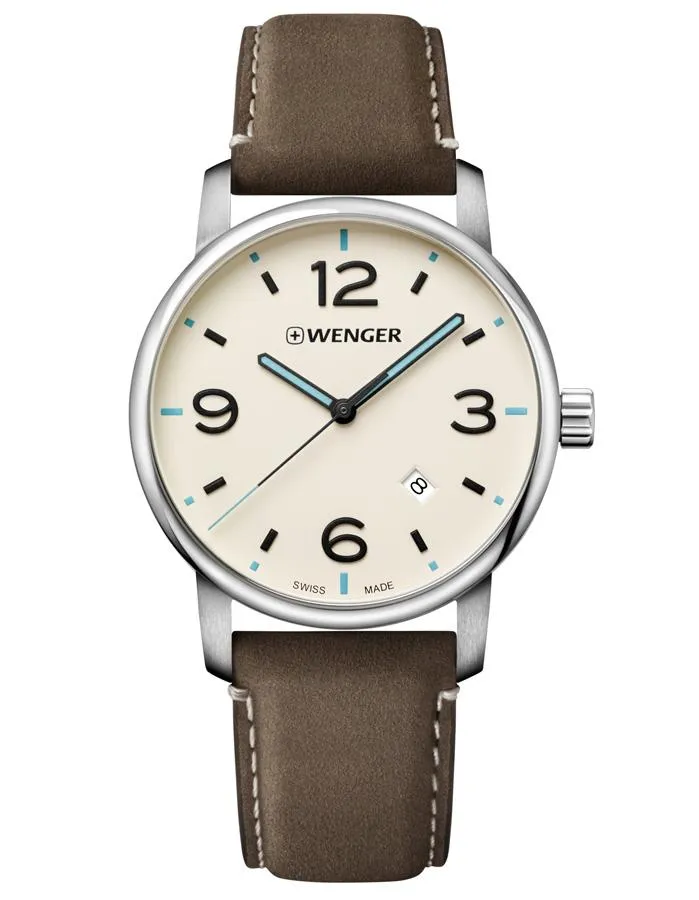 Wenger Mens Urban Metropolitan Vintage Watch- Cream Dial - Leather Strap