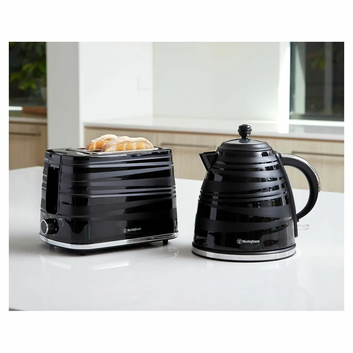 Westinghouse Black Kettle and 2 Slice Toaster Pack WHKTPK07K