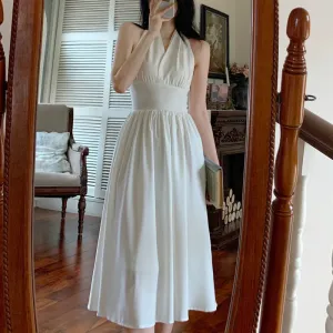White Elegant Graceful Halter Dress