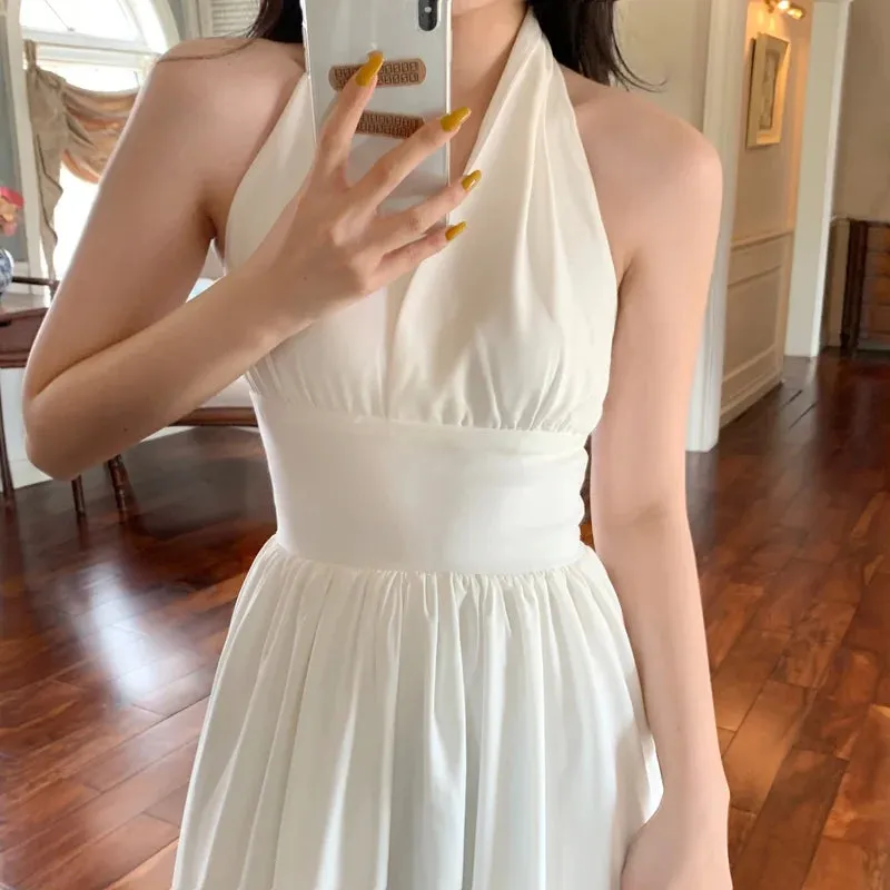 White Elegant Graceful Halter Dress