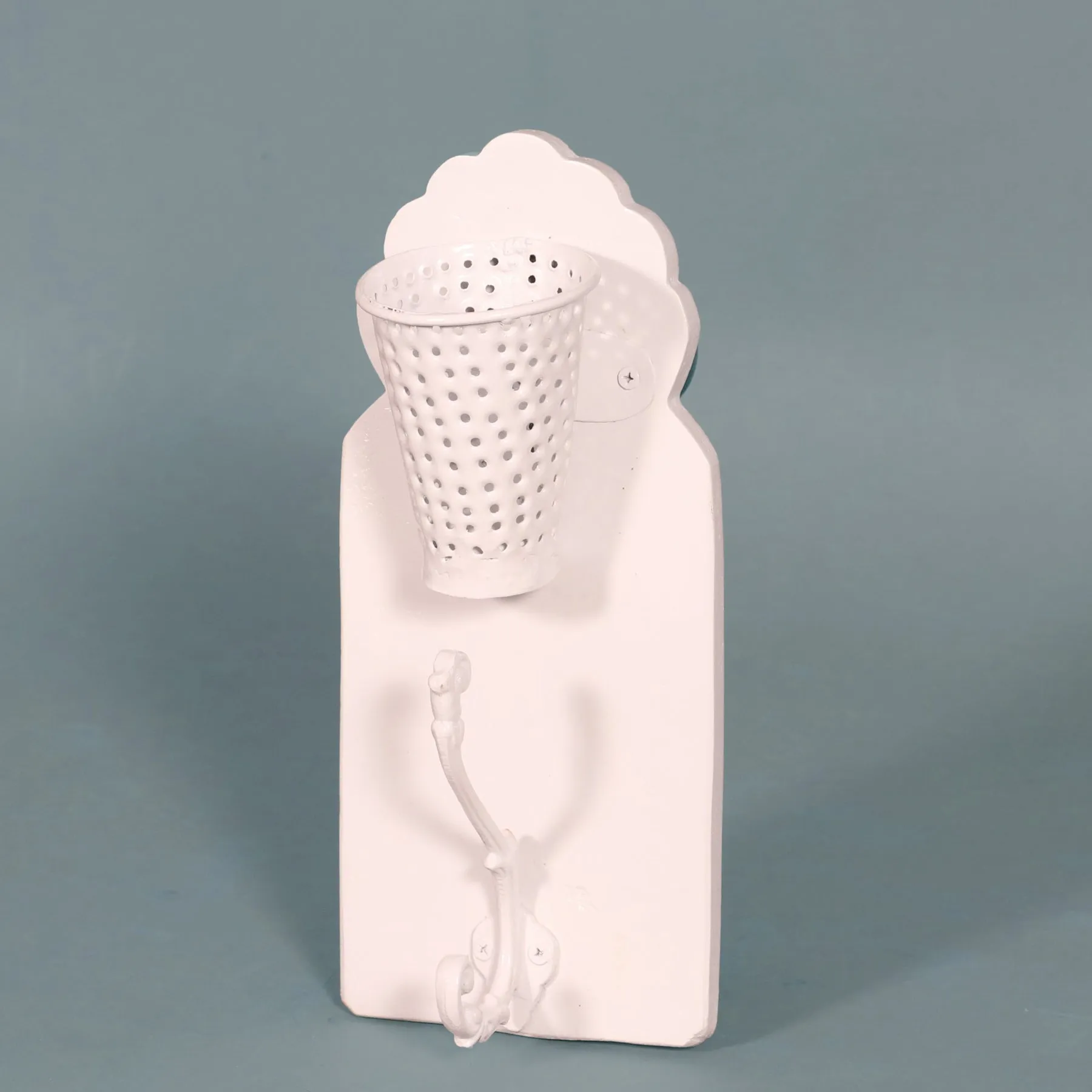 White Glass & Hook with Wooden Board