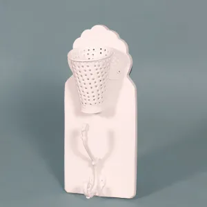 White Glass & Hook with Wooden Board