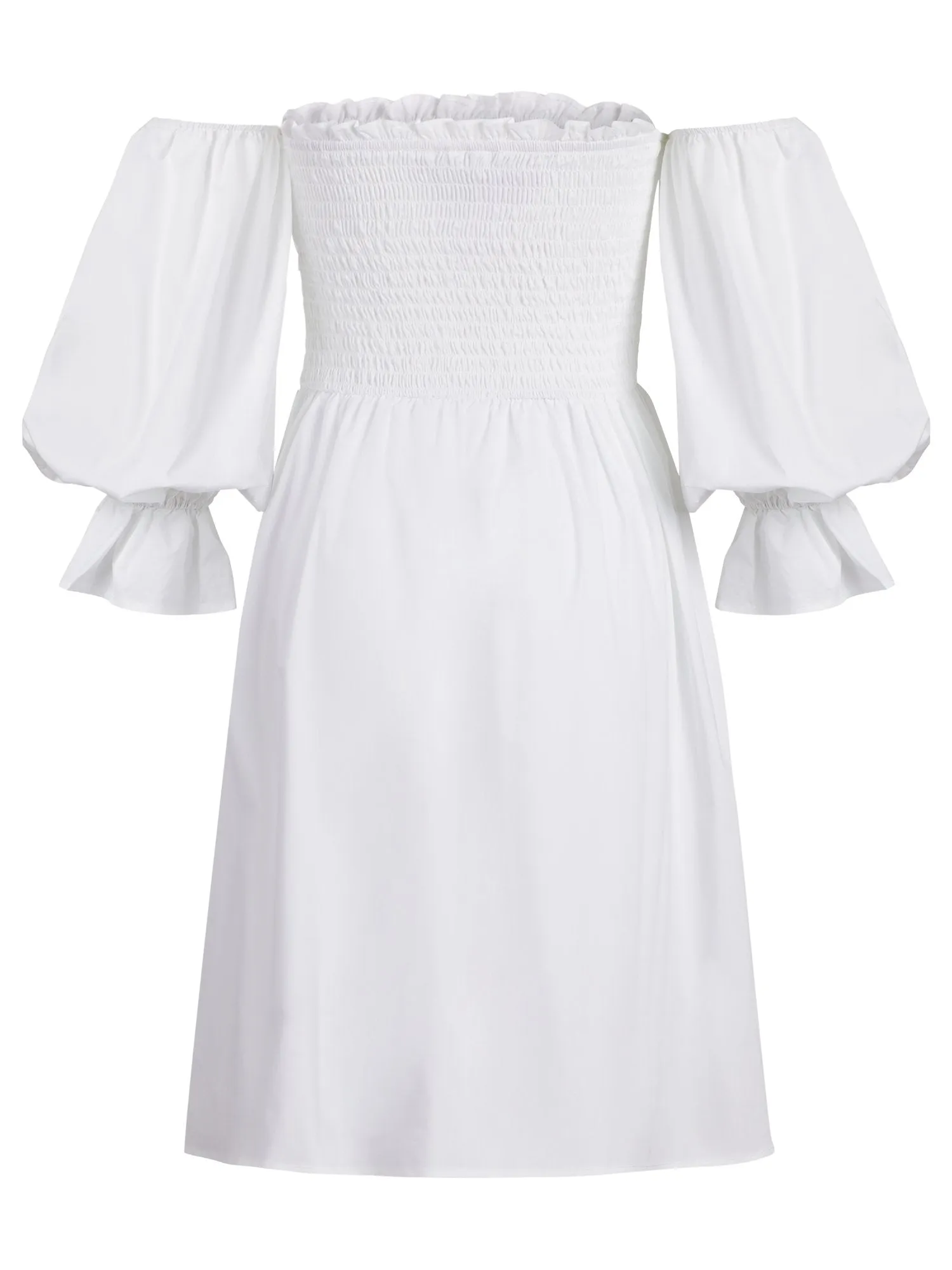 White Smocked Off-The-Shoulder Dress