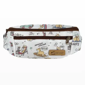 White Surfing Corgi Fanny Pack