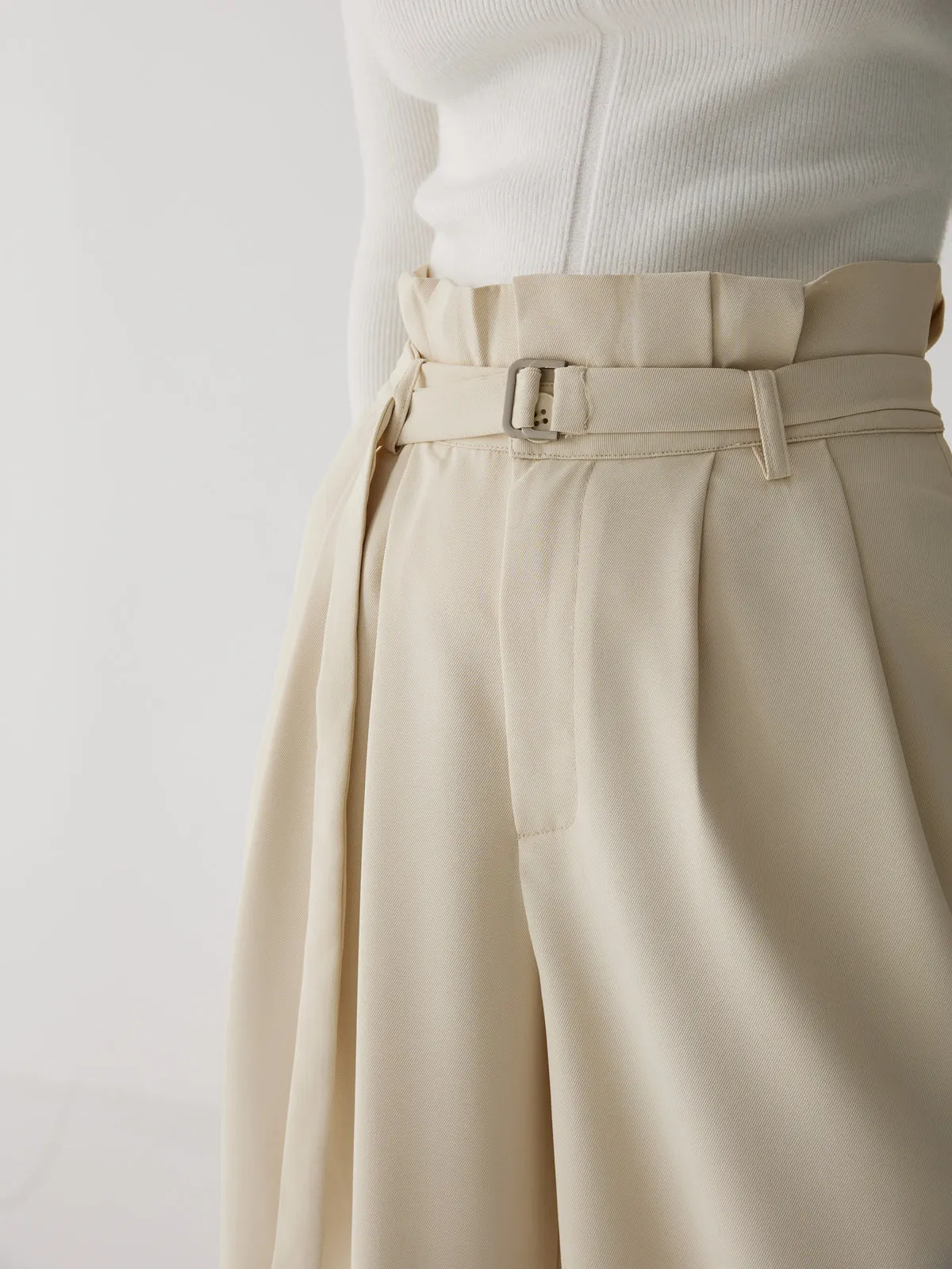 Wide-Leg Long Graceful Pants With Belt