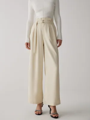 Wide-Leg Long Graceful Pants With Belt