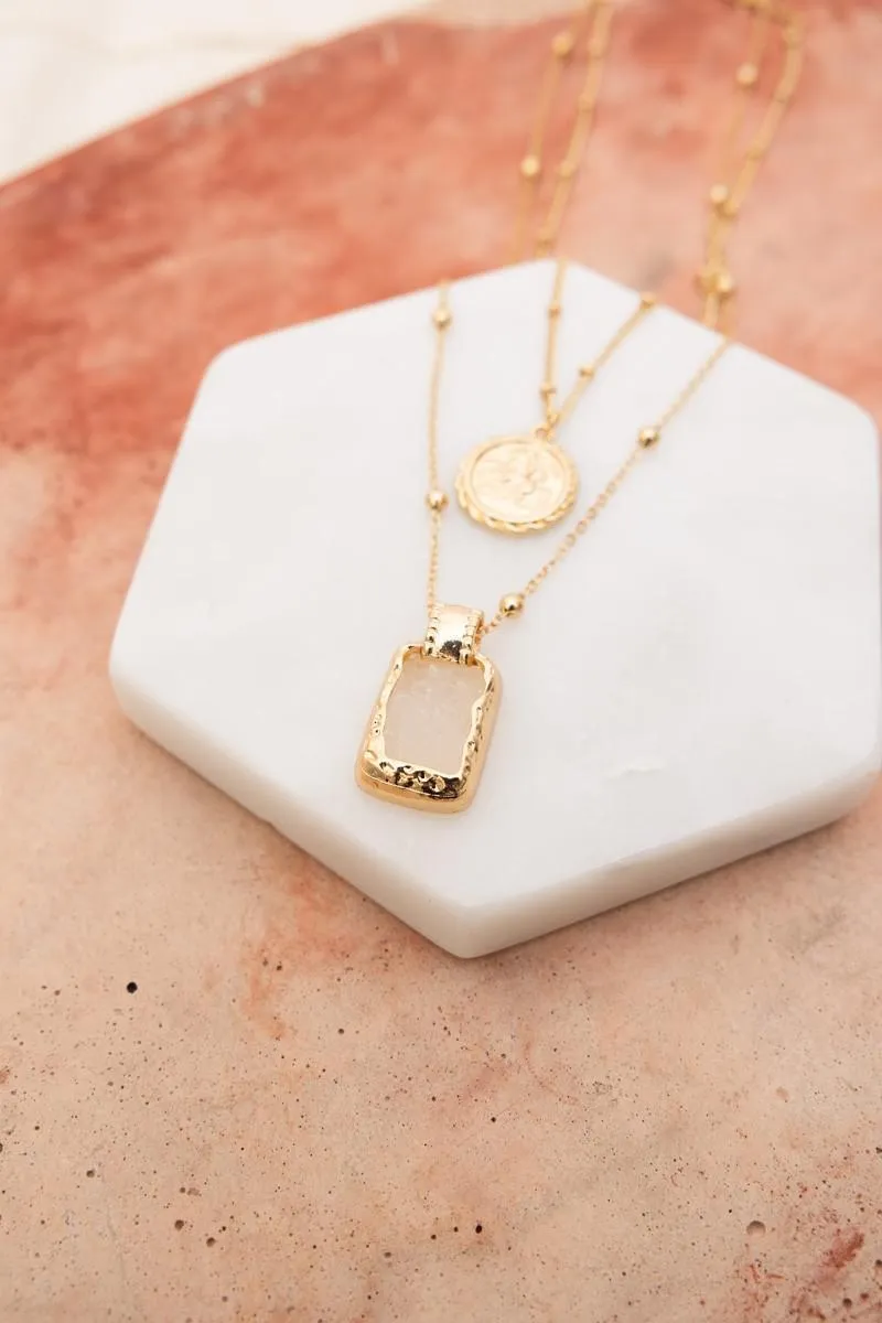 Wilma Blushy Stone Pendant Necklace