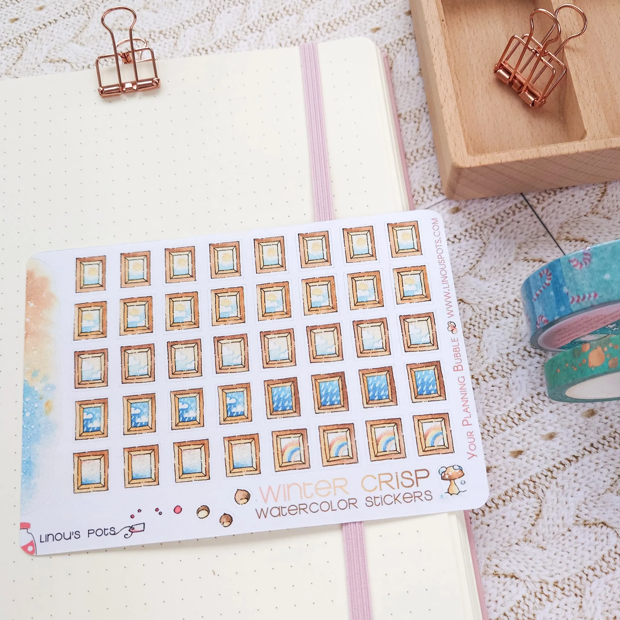 Winter Crisp - Watercolor Planner Stickers MINI - Weather Icons