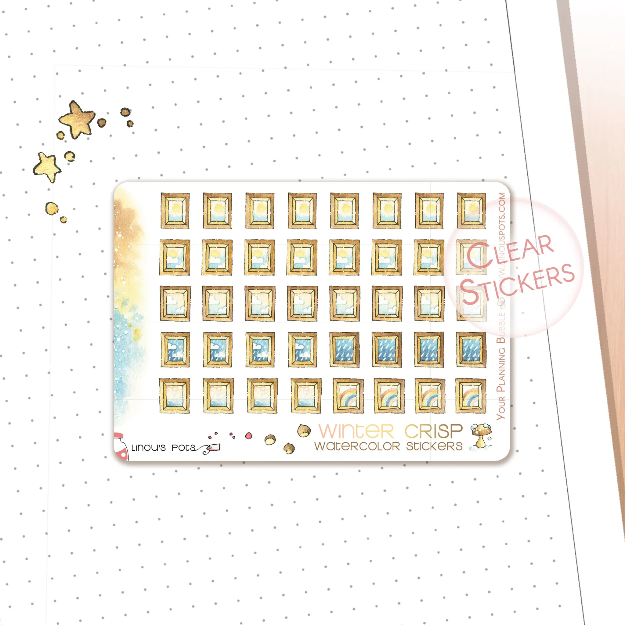 Winter Crisp - Watercolor Planner Stickers MINI - Weather Icons